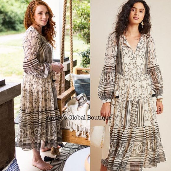 NWT ANTHROPOLOGIE Talulah Tiered Midi Dress. Size M - Picture 11 of 15